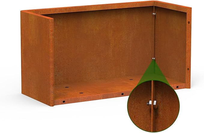 Co rten Steel Planter 36X15X15 inch Large Rectangular Planter Box Rustic Style Flower Box for Porch, Patio, Garden, Commercial Décor, Rusty