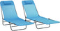 Outsunny 2 Piece Folding Chaise Lounge Chairs, Pool Sun Tanning Chairs with Reclining Back, Breathable Mesh Seat, Headrest for Beach, Yard, Patio, Blue