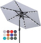 ABCCANOPY Durable Solar Led Patio Umbrellas with 24LED Lights 7.5FT with 6 Sturdy Ribs (Fog Gray)