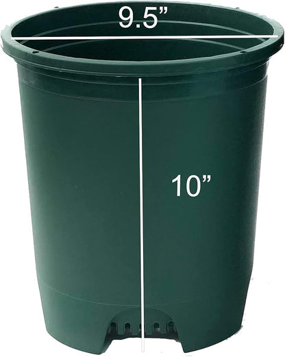3 Gallon 6-Pack Plant Pots Nursery Pot Green Plastic Planters for Outdoor Indoor Plants Gardening Flower Pots with Drainage Holes