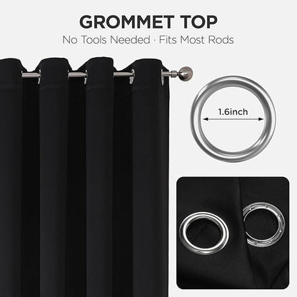 Joydeco Blackout Door Curtain for Doorway Privacy 80 Inches Long, Grommet Closet Curtain for Open Closet, Room Divider for Bedroom Living Room (Black, 32Wx80L, 1 Panel)