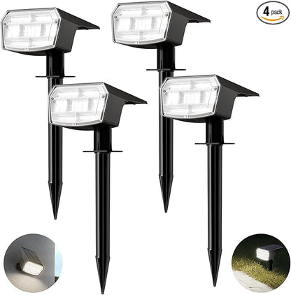 HIBOITEC Solar Spot Lights Outdoor 59LED Landscape Lights Solar Powered Uplights Waterproof Adjustable Brightness Dusk to Dawn for Outside Garden Yard Trees 4 Packs Cool White