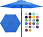JEAREY 7.5FT Patio Umbrella Outdoor Market Umbrella with 6 Sturdy Ribs, Push Button Tilt/Crank Table Umbrella for Garden, Deck, Backyard and Pool, Royal Blue