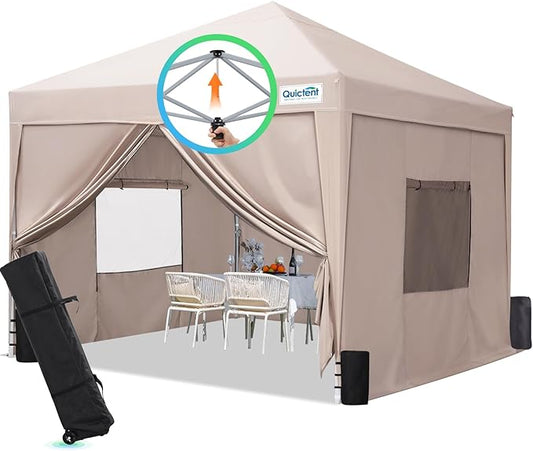 Quictent Privacy 8x8 Pop up Canopy Tent with Sidewalls and Roll-up Ventilated Windows, One Person Easy Setup, Outdoor Commercial Gazebo Shelter Enclosed Waterproof, Bonus 4 Sandbags