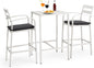 VINGLI 3-Piece Outdoor Bar Set, Aluminum Bar Height Table & 2 Chairs with Cushions, Counter Height Patio Furniture for Backyard, Poolside, Garden, Bistro, Indoor Outdoor Use (White)