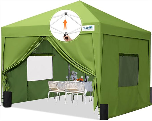 Quictent Privacy 8x8 Pop up Canopy Tent with Sidewalls and Roll-up Ventilated Windows, One Person Easy Setup, Outdoor Commercial Gazebo Shelter Enclosed Waterproof, Bonus 4 Sandbags