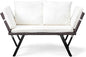 Outvita Outdoor Convertible Couch Sofa Bed, Woven Rattan Patio Furniture Daybed w/Adjustable Armrests, Removable Cushions and Pillows for Porch Pool Balcony