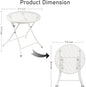 Side Table: Round Metal Folding Outdoor Table, Rust-Resistant, White