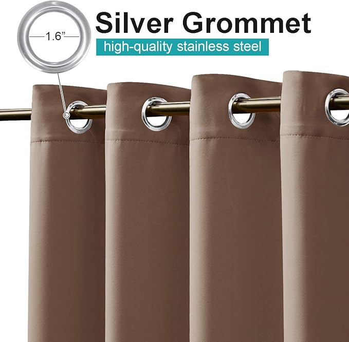 NICETOWN Curtain for Living Room 108 inches Long, UV Blocking Thermal Curtains for Bedroom, Waterproof Outdoor/Indoor Sunlight Shade for Patio, Porch, Dining Room, 52'' Wide, Tan, 1 Panel