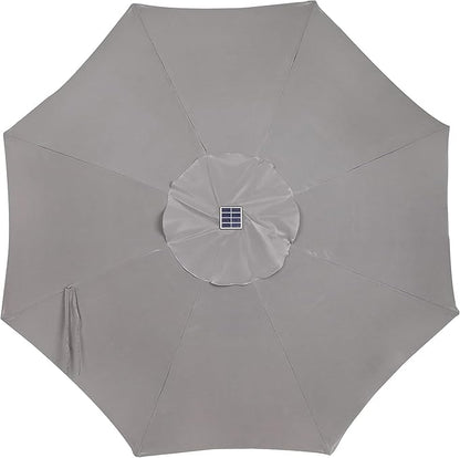 Blissun 9 ft Solar Umbrella, 32 LED Lighted Patio Umbrella, Table Market Umbrella, Outdoor Umbrella for Garden, Deck, Backyard, Pool and Beach (Grey)