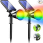 KEV Solar Spot Lights Outdoor,18 LEDs Color Changing RGB Solar Flood Lights with 8 Modes &IPX65 Waterproof,Halloween Solar Spotlight for Driveway/Backyard/Landscape/Tree(Multicolor,2 Pack)