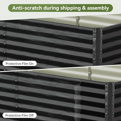 COMHOMA Galvanized Raised Garden Bed,Large Metal Planter Box for Outdoor Vegetables,Corrugated Steel Herbed Plants Container,Extra Deep Gardeners Kits with Open Bottom (1, 8x4x2FT)