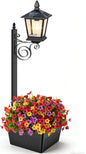 2 in 1 Outdoor Flower Pots, 35” Solar Lamp Post Light with Planter, Metal Pole & IP65 Waterproof, Freestanding Outdoor Planters, Decorative Solar Lamp for Outside, Front Door, Yard, 1-Pack