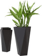 Outsunny Set of 3 Tall Planters, 28.75", 24.5", 20.5", MgO Indoor Outdoor Planters with Drainage Holes, Stackable Flower Pots for Garden, Patio, Balcony, Front Door, Black