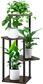 4 Tier Plant Stand Indoor, Thickened Metal Wood Corner Plant Shelf Stands for Multiple Plants, Indoor Tall Plants Stand Tiered Flower Holder for Living Room Patio Garden Balcony(Black+Oak)