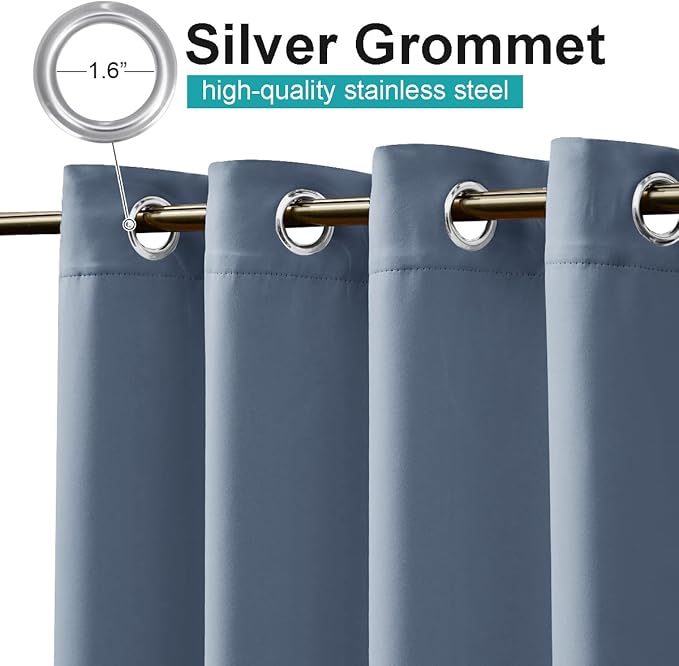 NICETOWN Outdoor Curtainch for Patio Waterproof 84 inch Wide, Thermal Insulated Rustproof Grommet UV Blocking Cabana Curtainch & Drape, Privacy Safe Shade for Gazebo, Stone Blue, 1 PC, 95-Inch Long