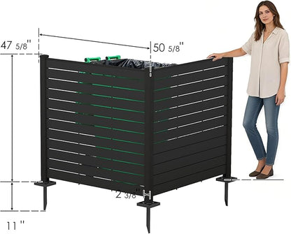 Kozyard 50" W x 48" H Outdoor Privacy Screens Aluminum Post, Air Conditioner Fence Panels, Pool Equipment Enclosure, Trash Can Screens Fence Kit for Outside Backyard Patio(Black/2Panels)