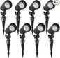 3CCT LED Landscape Lights with Connectors, 12V Low Voltage, 3000K/4000K/5000K Selectable, 3W, 200LM, Outdoor Waterproof Garden Pathway Lights Wall Tree Flag Spotlights with Spike Stand, 8 Pack