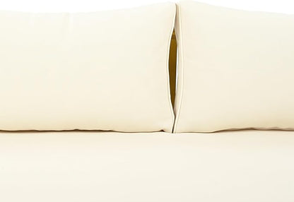 Merax 67.5" Outdoor Patio Daybed 3 Seater Sofa Bed,Acacia Wood Frame with Rattan Arm,Cushion & Pillow