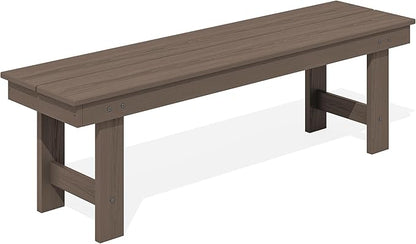 SERWALL 2-Person Outdoor Bench Backless, HDPE Outdoor Benches Weatherproof, 700 Lbs Weight Capacity, Poly Lumber Patio Furniture for Garden, Porch and Park, Coffee