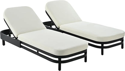 LUMISOL Outdoor Lounge Chair Set of 2, Modern Aluminum Chaise Loungers with Premium Cushions, 5-Level Reclining Chairs for Patio, Poolside, Garden, Beige Cushions