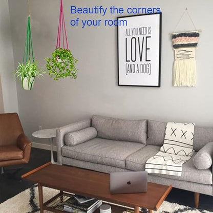 Hanging Planters for Plants with 8 Hooks, Handmade Colorful Cotton Rope Hanging Plant Holder Indoor & Outdoor Boho Room Decor Hanging Ceiling Decor，4 Pack. (4 Color)
