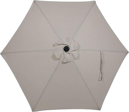 Sunnydaze Outdoor Patio Umbrella - Polyester Table Market Umbrella with Push-Button Tilt and Crank - 6 Sturdy Ribs - Beige - 7.5ft