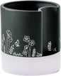 Nihow Self Watering Plant Pot: 8 Inch Ceramic Planter with Drainage Hole & Water Storage Plus for Indoor & Outdoor Plants - Cylinder Round Flower Pot for Succulent/Herbs/Violets - Black