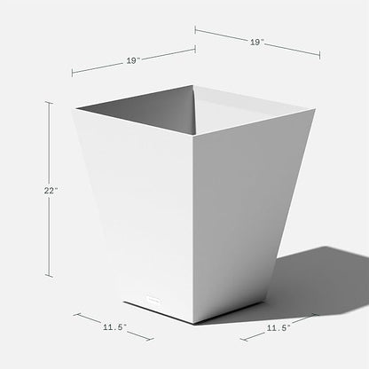 Veradek Nobleton Indoor/Outdoor Wide Square Planter (White, 22 inch - 2 Pack with 2 Saucer Trays)