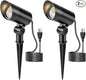 HIBOITEC 2 Pack 30W Outdoor LED Spot Lights 120V Plug in Flag Pole Light 3000LM 3000K Warm White Waterproof Landscape Spotlight for Yard Garden Tree Statue, 5.9 FT Cord with Plug