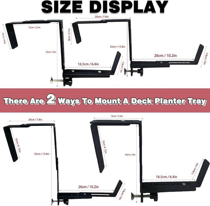 Window Box Brackets for Railing Adjustable Planter Box Brackets Flower Box Brackets for Railings Deck Bird Feeder Hanger for Railing Heavy Duty Bracket for Windowsills, Garden, Fences and Balcony