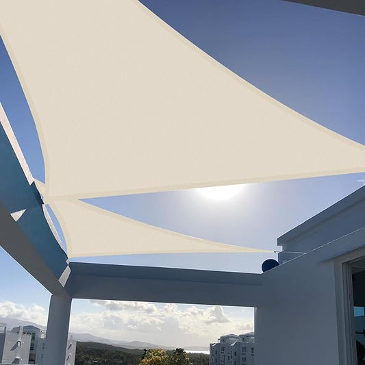 SUNNY GUARD Custom Size 14'x16'x16' Butter Cream Sun Shade Sail Triangle UV Block Shade for Backyard Yard Patio Deck Garden(Customized)