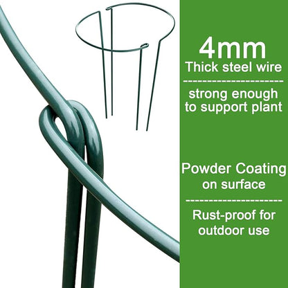 HiGift 6 Pack 24 Inch Plant Stakes, 10" Wide x 24" High Half Round Metal Peony Cages and Support, Green Garden Plant Stake Plant Support Ring Border for Peony Tomato,Hydrangea,Flower Indoor Outdoor