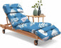 Outdoor Chaise Lounge Chair Cushion 75.1 x 22.8 x 4.7 Inches 100% Waterproof Replacement Cotton Patio Pool Lounge Chair Cushion for Outdoor Furniture with Ties, Blue Leaf