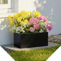 Metal Planter Box - Rectangular Trough, All-Weather Durable with 4 Drainage Holes, 25x11x13 Inches for Porch & Patio, Black