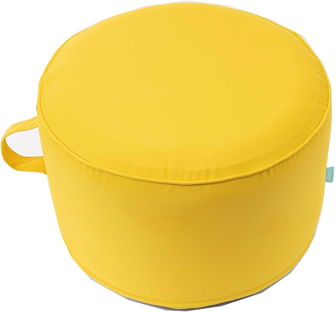 QILLOWAY Indoor/Outdoor Inflatable Stool,Round Ottoman,All Weather Foot Rest for Camping or Home,Yellow