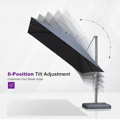 PURPLE LEAF Patio Umbrella 9' X 11.5' Rectangle Cantilever Umbrella Large Aluminum Outdoor Umbrellas with 360-degree Rotation & UPF40+ Premium Fabric for Deck Pool Garden Yard, Ocean Slate