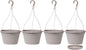 VIDELLY 4 Pcs Hanging Planters,10" Hanging Pots Plastic Hanging Flower Plant Basket with Drainage Trays & Chain Holder for Outdoor Indoor Plants Garden Balcony Decoration, Light Gray
