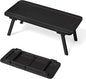 VINGLI Outdoor Folding Coffee Table, Natural Poplar Wood Patio Coffee Table, No Assembly Required, Ideal for Balcony, Porch, and Living Room, Oval, Black