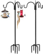 FEED GARDEN [Upgrade Version 76 Inch Three Shepherd Hooks for Outdoor,Bird Feeder Pole with 5 Prong Base, Adjustable Shepard Hooks for Hanging Plant, Solar Lanterns, Wind Chimes, 2 Pack
