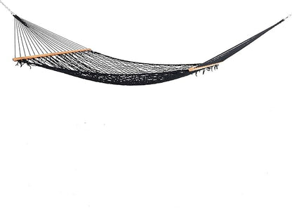 Castaway Living 13 ft. Double Traditional Hand Woven Navy Polyester Rope Hammock with Free Extension Chains, and Tree Hook, for 2 People with a Weight Capacity of 450 lbs.