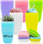 Haawooky 48 PCS 3 Inch Colorful Plastic Plant Pot,Plastic Square Nursery Pots,Seedling Nursery Pots with Saucers for Garden,Home,Office,Balcony Decor,Garden Gifts