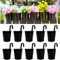 LaLaGreen Small Hanging Planters - 10 Pack, 4 Inch Black Metal Bucket Small Flower Pots for Outdoor Outside, Balcony Railing Hanging, Cute Garden Decor Rail Wall Farmhouse Rustic Deck Porch Succulent