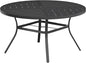 VICLLAX Round Patio Table with Adjustable Umbrella Hole for 6, All Weather Metal Outdoor Dining Table for Lawn Garden, 50" Outdoor Coffee Table, Black Tabletop