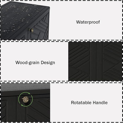 Outdoor/Indoor Storage Box,Resin and Plastic Storage Cabinet Waterproof,Outdoor Cabinet for Patio/Garden/Balcony/Backyard/All Room(with 2 Shelves)-Black