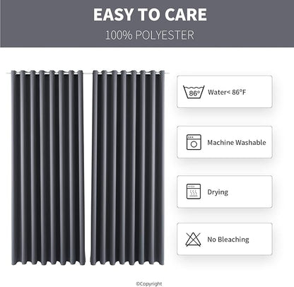 DIVA EN CAMINO DEC Outdoor Patio Curtain Waterproof Darkening Thermal Insulated Indoor Curtains for Bedroom, Porch, Living Room, Pergola, Cabana, W105 x L95, Gray, Set of 2 Panels