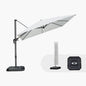 PURPLE LEAF 9'×9' Patio Umbrella with Base Outdoor Cantilever Umbrella with Cover Aluminum Square Offset Umbrella with 360-degree Rotation for Deck Pool Garden White