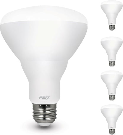 Feit Electric BR30 LED Light Bulb, 100W Equivalent, Dimmable, 1400 Lumens, E26 Standard Base, 2700K Soft White, 90CRI, Flood Light Bulb for Recessed Cans, 22-Year Lifetime, BR30DM/1400/927CA/4, 4 Pack
