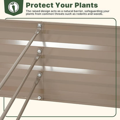 DTIG Galvanized Raised Garden Bed with Trellis, 6×3×1 FT 2 Pack Outdoor Garden Bed, Upgraded 4×3 Support, Brown