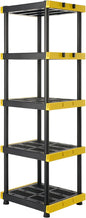 BLACK & YELLOW 5-Tier Heavy Duty Plastic Storage Shelving Unit, 5 Shelves Support up to 100lb/shelf, Organization and Storage, Weather-Resistant Design, Easy Assembly, American Made (72H x 24W x 20D)